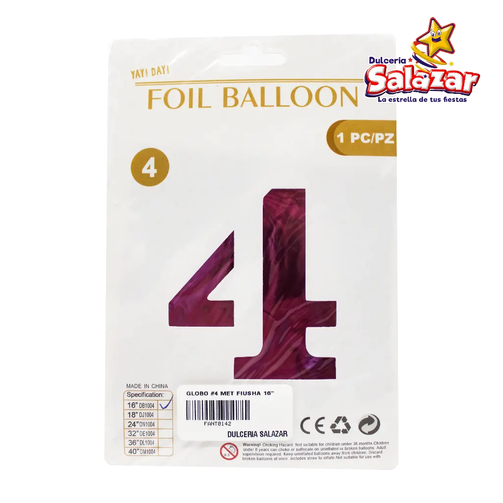 [FANT0142] GLOBO #4 METALICO FIUSHA 16 FANTASIA 20 -B.1PZA-"C/1/1"