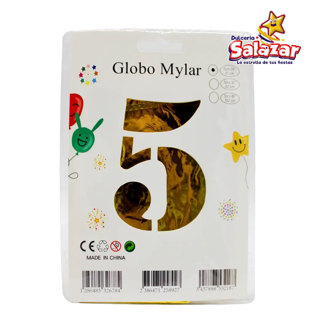 [FANT0084] GLOBO #5 METALICO DORADO 16 FANTASIA 20 -B.1PZA-"C/1/1"