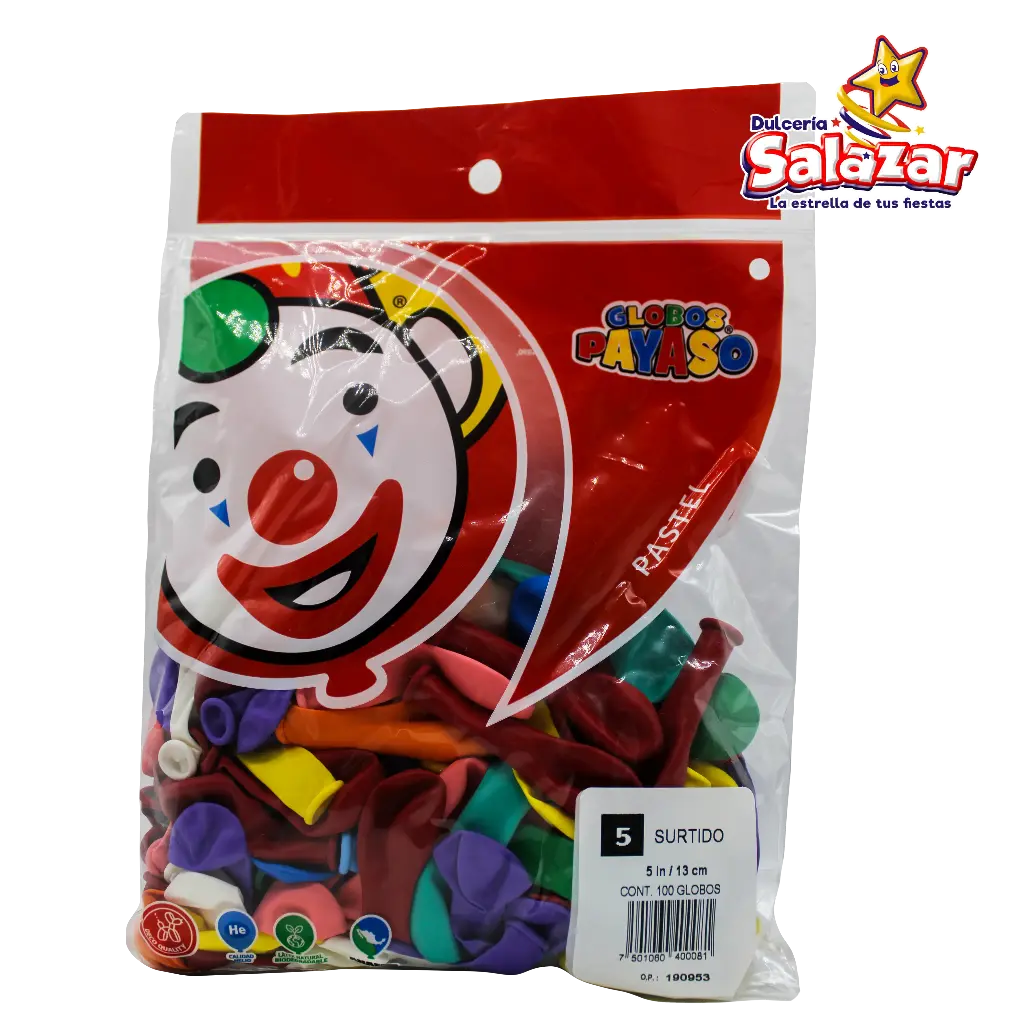 [SEL0003] GLOBO #5 SURTIDO PAYASO -B.100P-  "C/100/ 100"