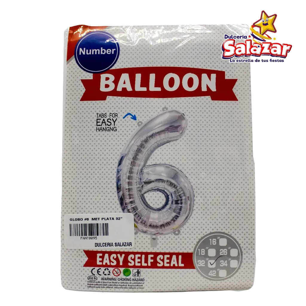 [FANT0095] GLOBO #6 METALICO PLATA 32 FANTASIA 200 -B.1PZA-"C/1/1"