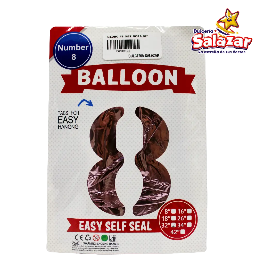 GLOBO #8 METALICO ROSA 32 FANTASIA 2000 -B.1PZA-"C/1/1"