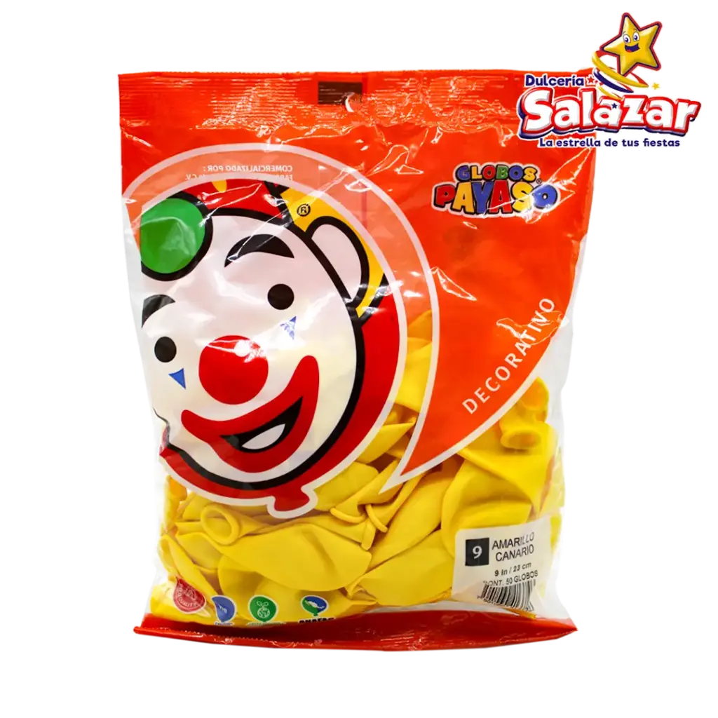 [SEL0670] GLOBO #9  DEC. AMARILLO CANARIO PAYASO . -B.50P- "C/100/50"