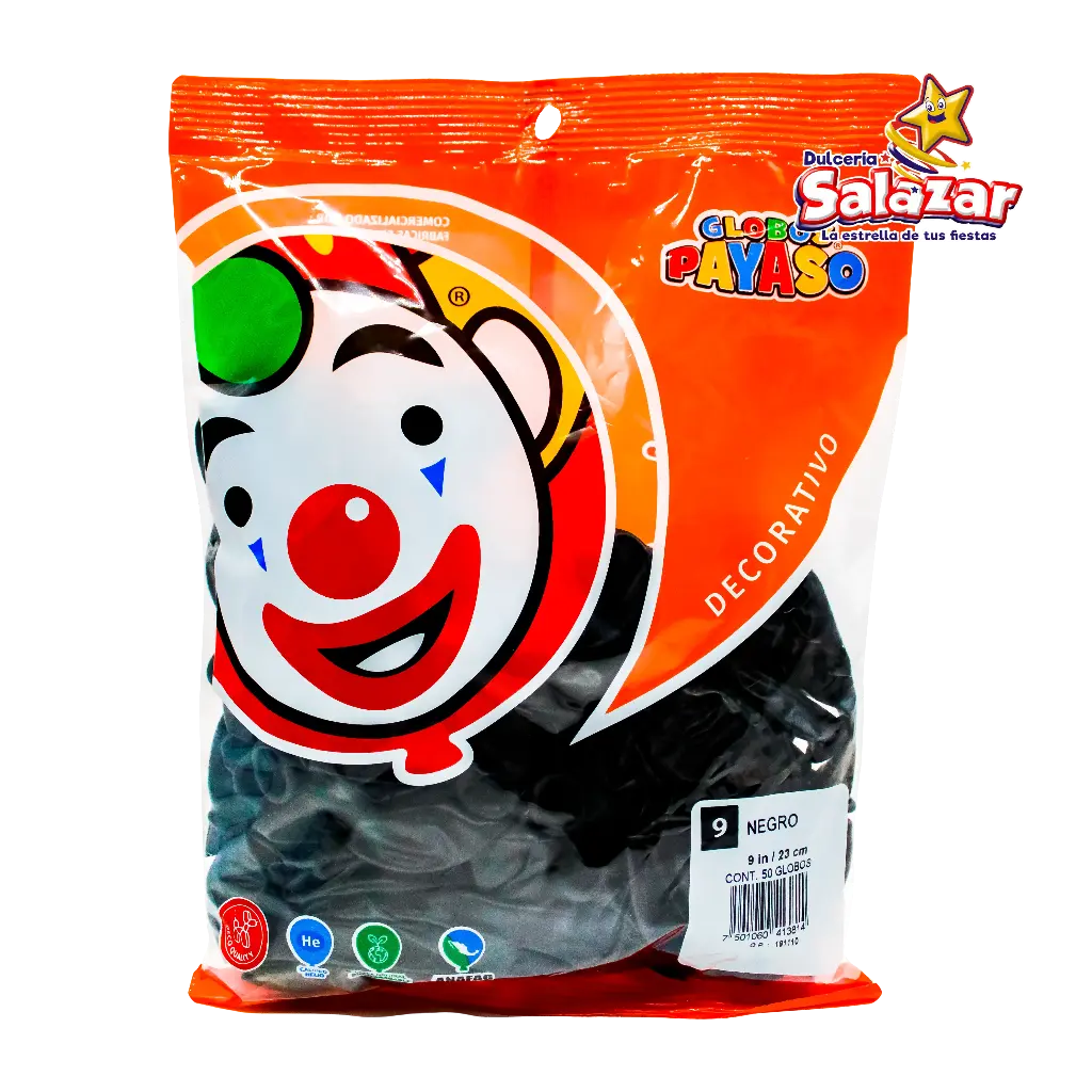 [SEL0664] GLOBO #9 DEC. NEGRO PAYASO -B.50P- "C/100/50"