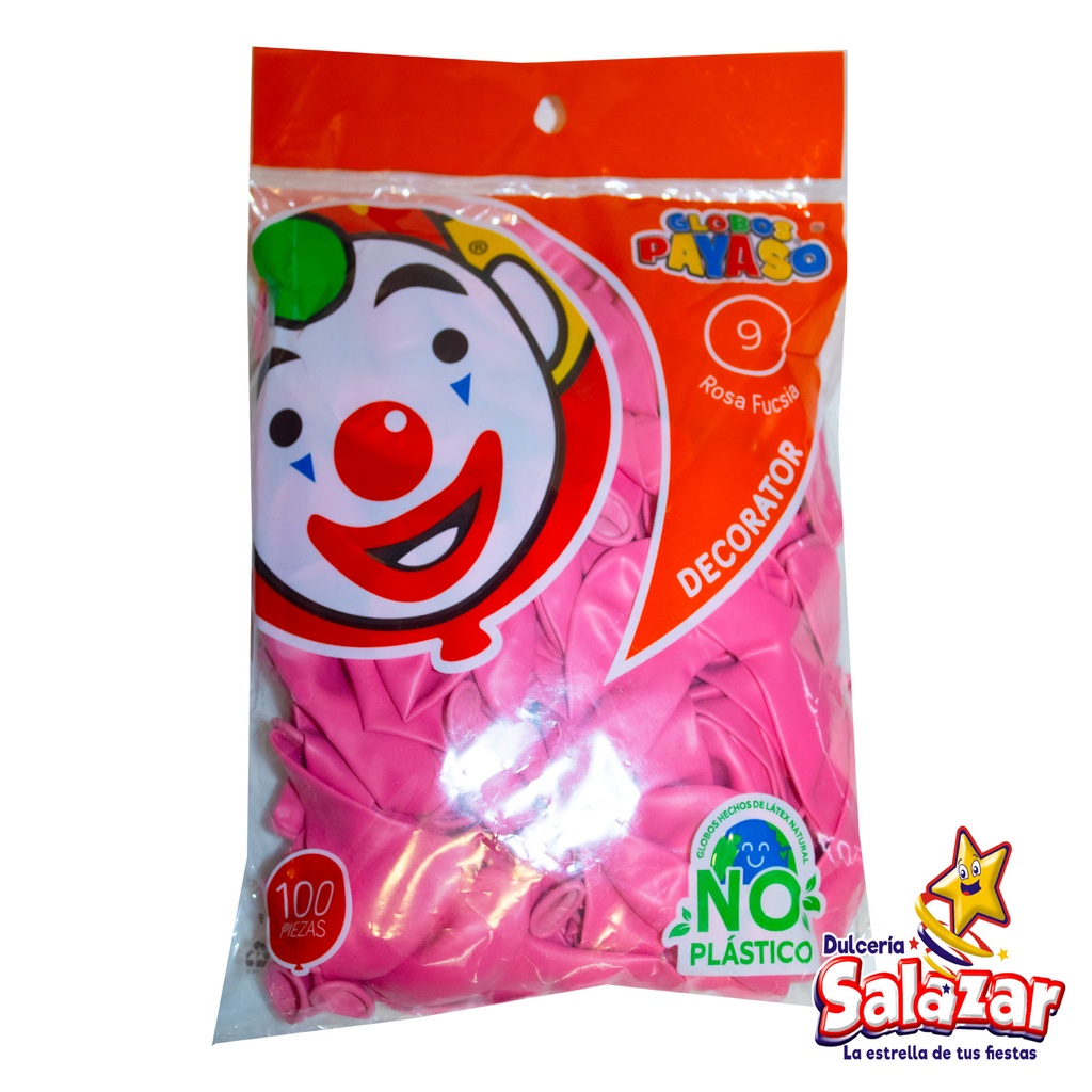 [SEL0162] GLOBO #9 DEC. FUCSIA PAYASO -B.100P- "C/50/100"