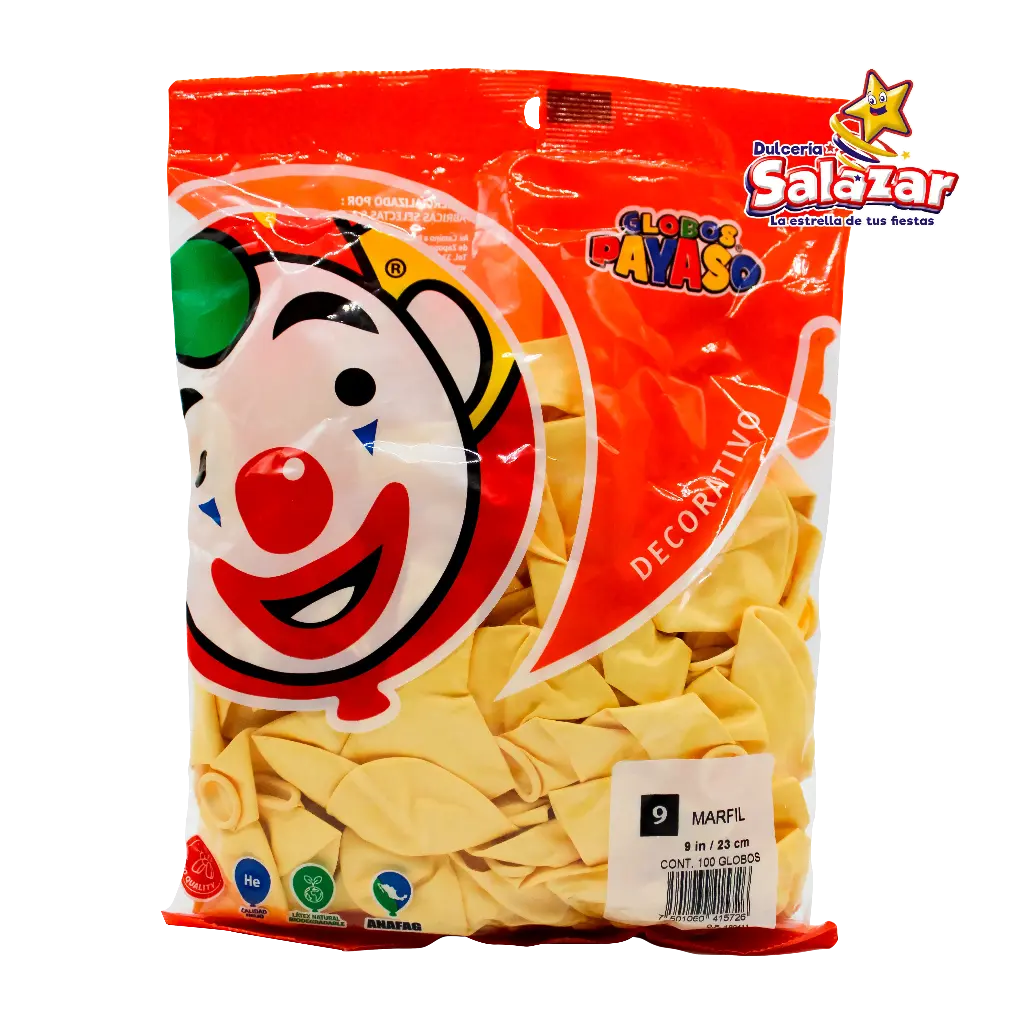 [SEL0037] GLOBO #9 DEC. MARFIL PAYASO -B.100P- "C/50/100"