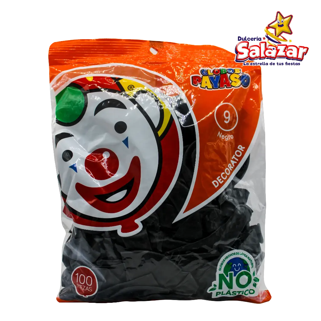 [SEL0035] GLOBO #9 DEC. NEGRO PAYASO -B.100P- "C/50/100"