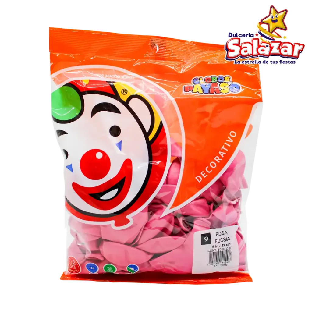 [SEL0663] GLOBO #9 DEC. ROSA FUCSIA PAYASO -B.50P- "C/100/50"
