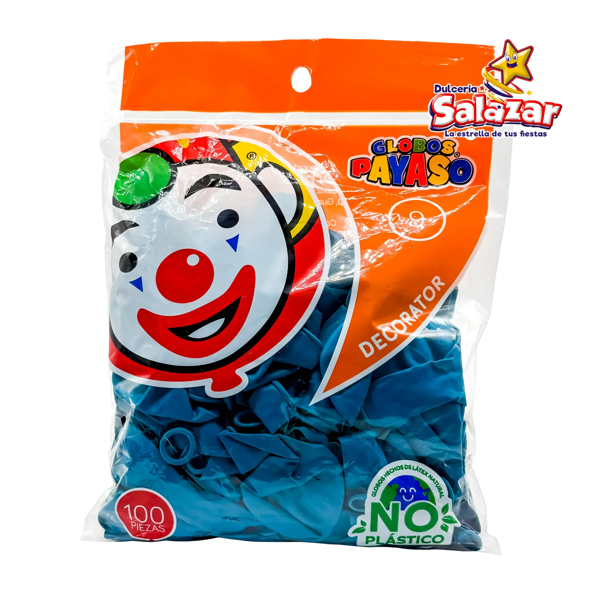 [SEL0184] GLOBO #9 DEC. TURQUESA PAYASO -B.100P- "C/50/100"