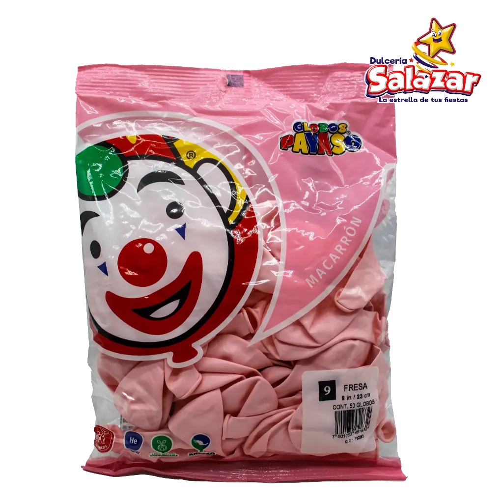 GLOBO #9 MACARRON FRESA PAYASO -B.50P- "C/100/50"