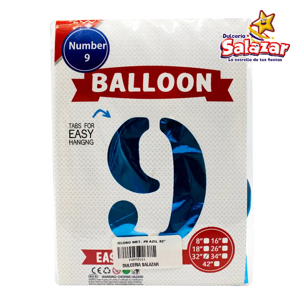[FANT0161] GLOBO #9 METALICO AZUL 32 FANTASIA 2000 -B.1PZA-"C/1/1"