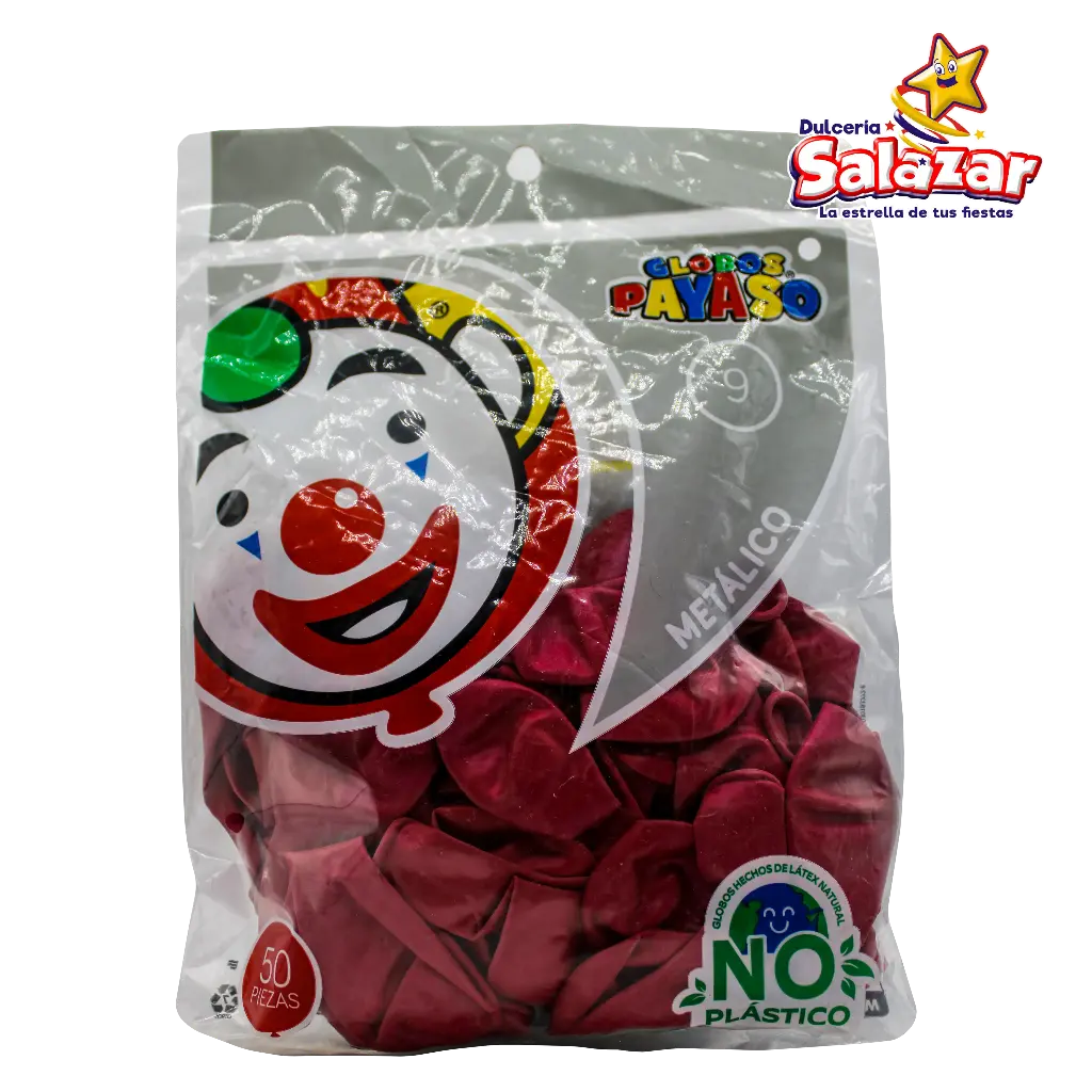 [SEL0022] GLOBO #9 METALICO ROSA PAYASO -B.50P- "C/100/50"