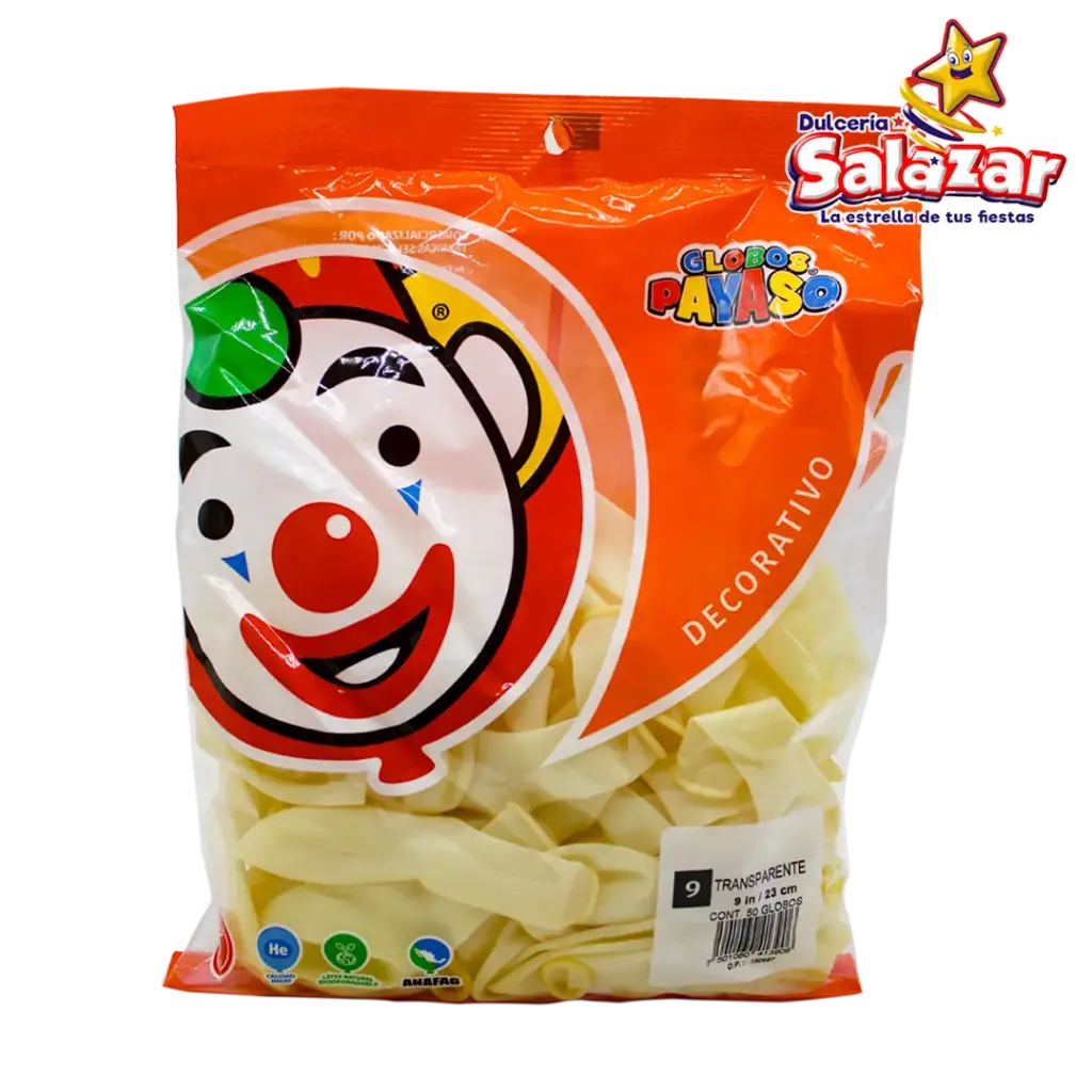 GLOBO #9 REDONDO TRANSPARENTE -B.50PZA-"C/100/50"