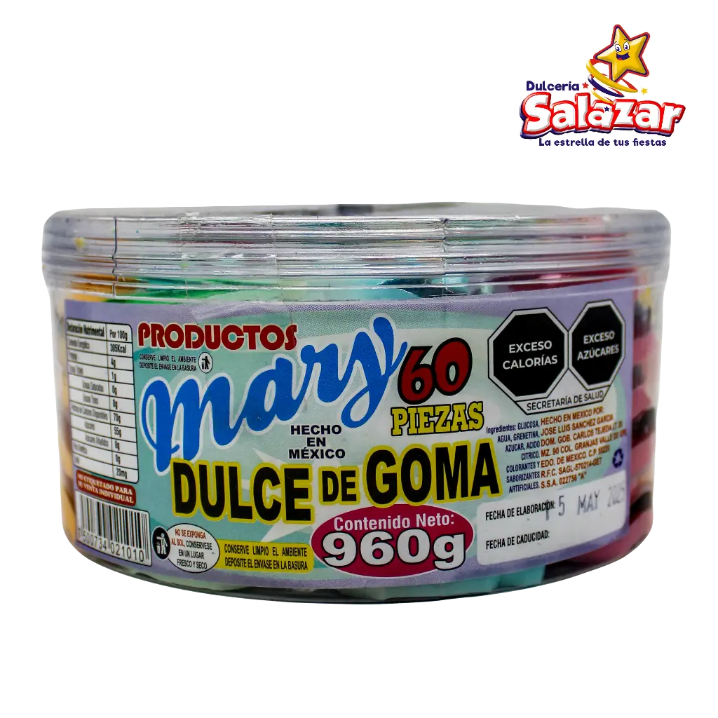 [MAP0001] GOMA DIFERENTES MODELOS "MARY" 60 PZA -E.420G- "C/20/60"