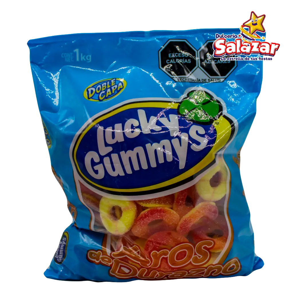 GOMA LUCKY AROS DE DURAZNO -B.1KG- "C/8/1"