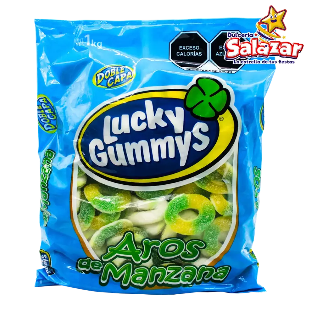 [CHE0018] GOMA LUCKY AROS DE MANZANA -B.1KG- "C/8/1"