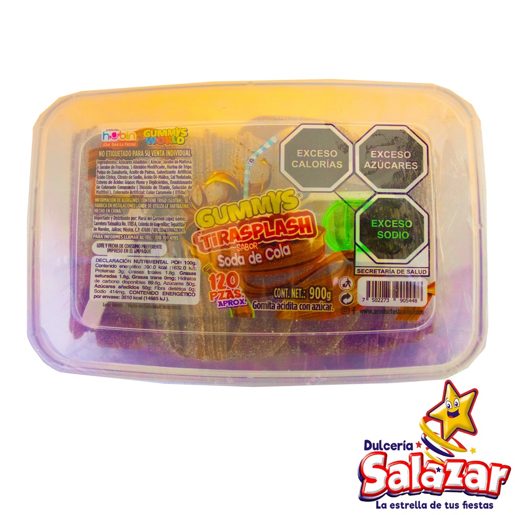 GUMMYS TIRASPLASH COLA HUBIN -D. 900G- "C/12/120"