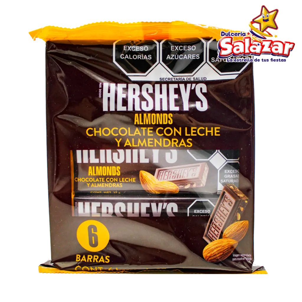 [HER0230] HERSHEY BARRA ALMENDRA SIXPACK -B.162G-  "C/14/6"