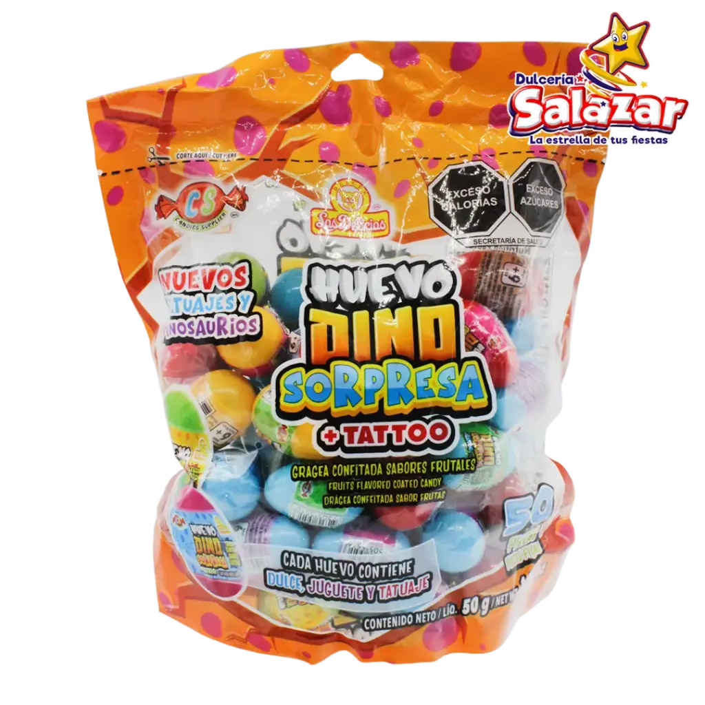 HUEVO DINO SORPRESA + TATTOO DELICIAS -B.50G- "C/18/50"