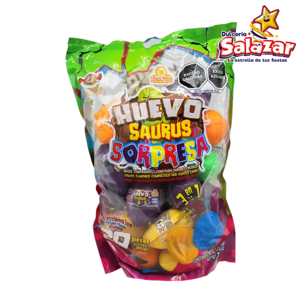 [DEL0400] HUEVO SAURUS SORPRESA LAS DELICIAS -B.60G- "C/18/20"
