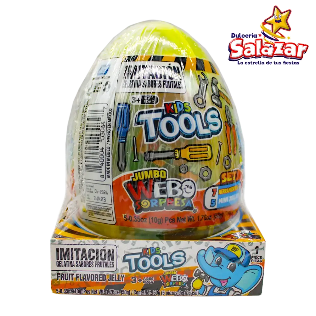 [BON0002] JUGUETE SORPRESA JUMBO EGG KIDS TOOLS -D.50G- "C/32/1"