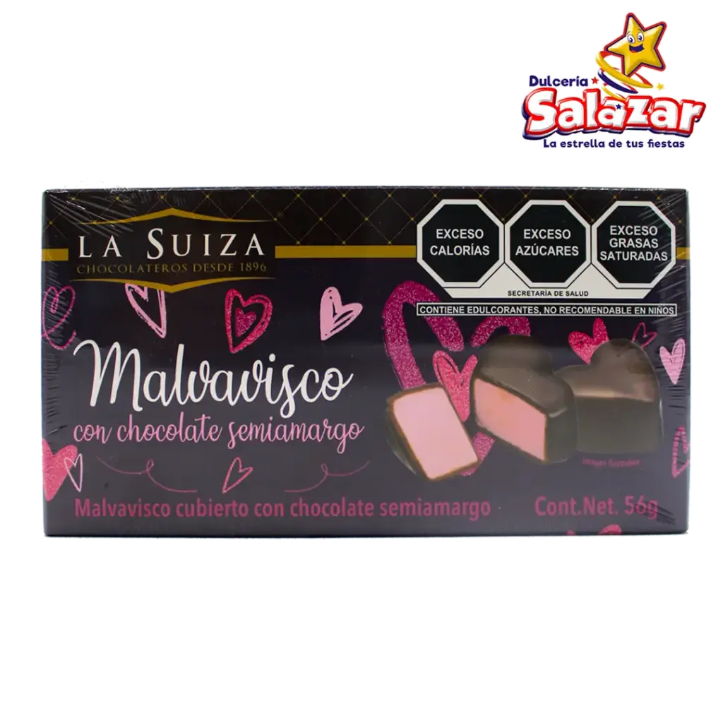 [SUI0033] MALVAVISCO CHOCOLATE CORAZON SEMIAMARGO -D.56GR- "C/12/1"