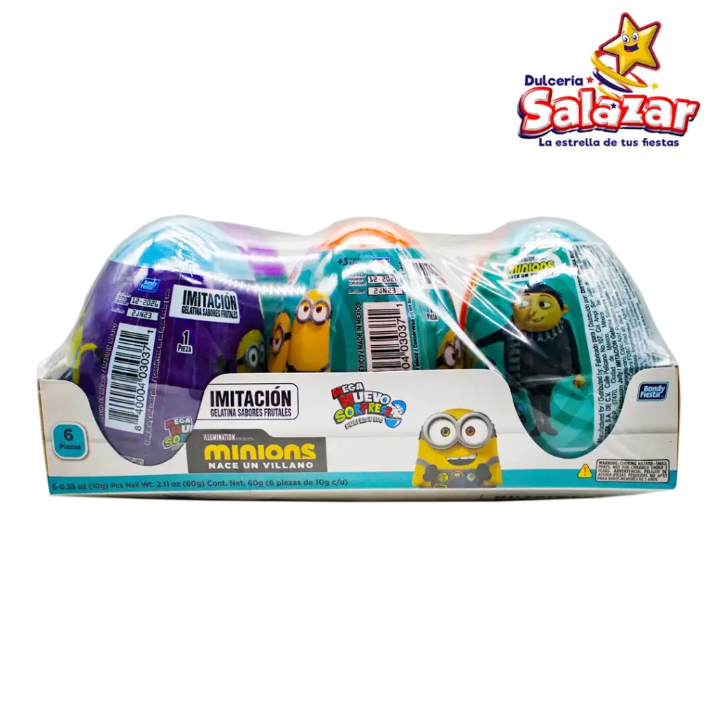[BON0403] MEGA HUEVO MINIONS C/GELATINA G03038 -D.60G- "C/12/6"