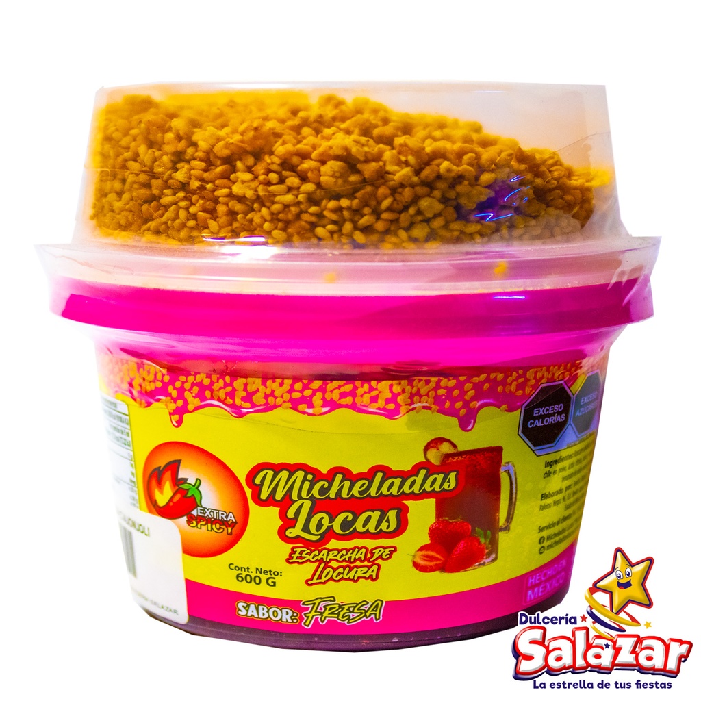 [ART0019] MICHELADAS LOCAS SABOR FRESA C/AJONJOLI -BOT.600G- "C/12/1"