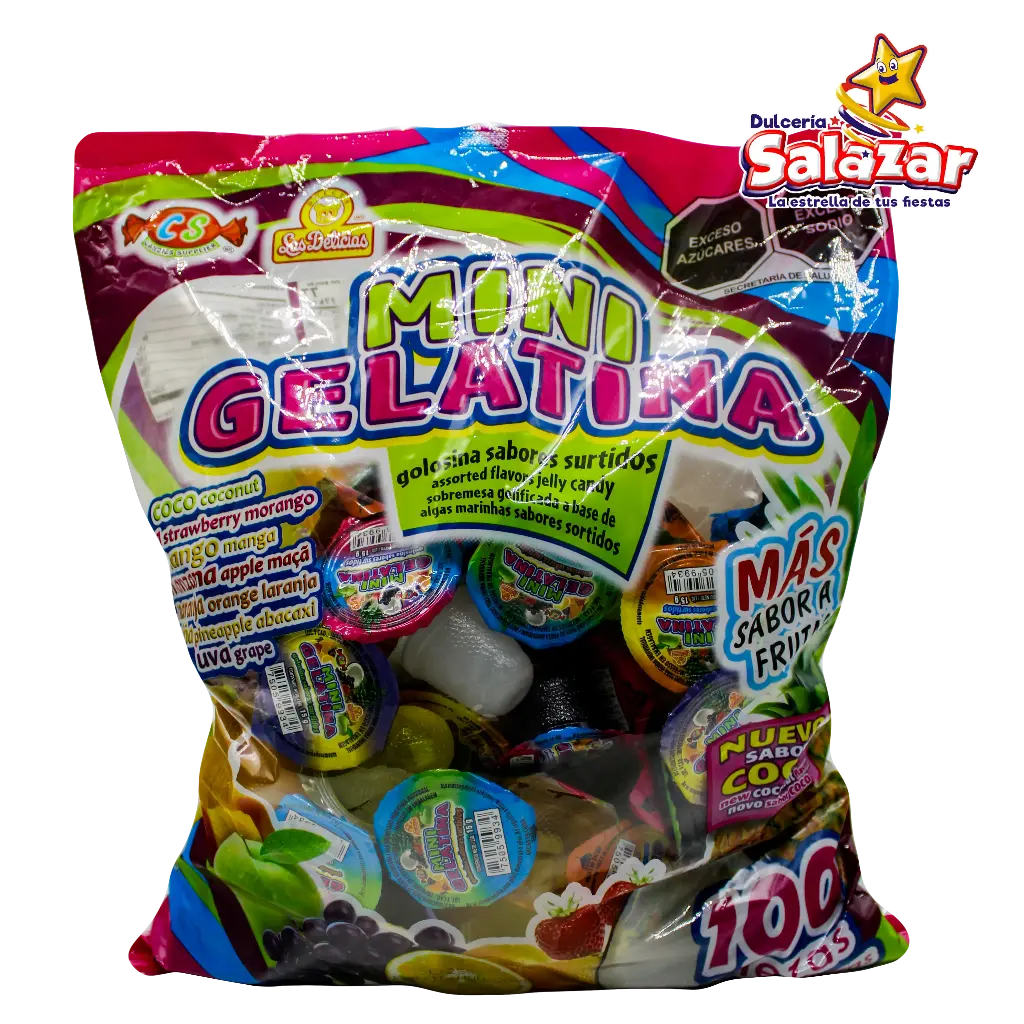 MINI GELATINA SABORES SURTIDOS -D.100PZA- "C/6/1"