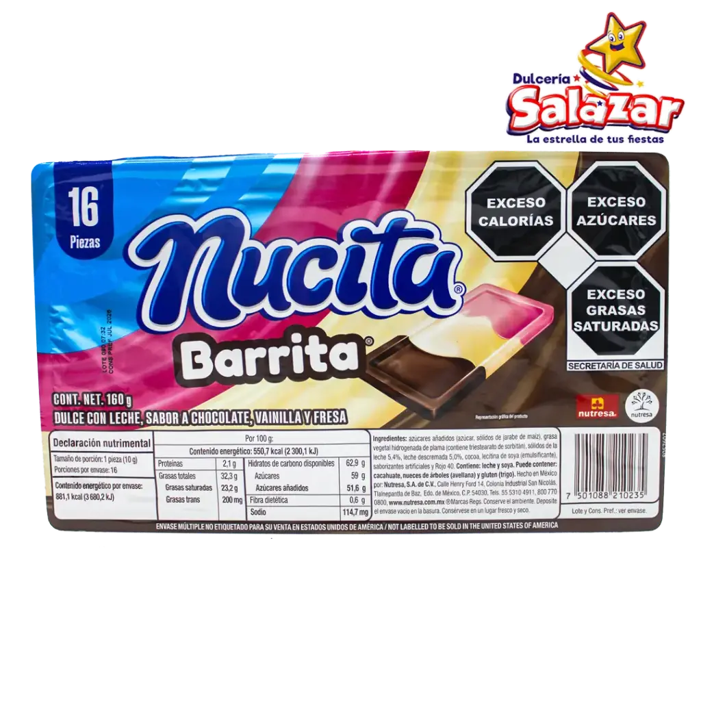 [NUT0011] NUCITA BARRITA TRISABOR NUTRESA -D.160G- "C/24/16"