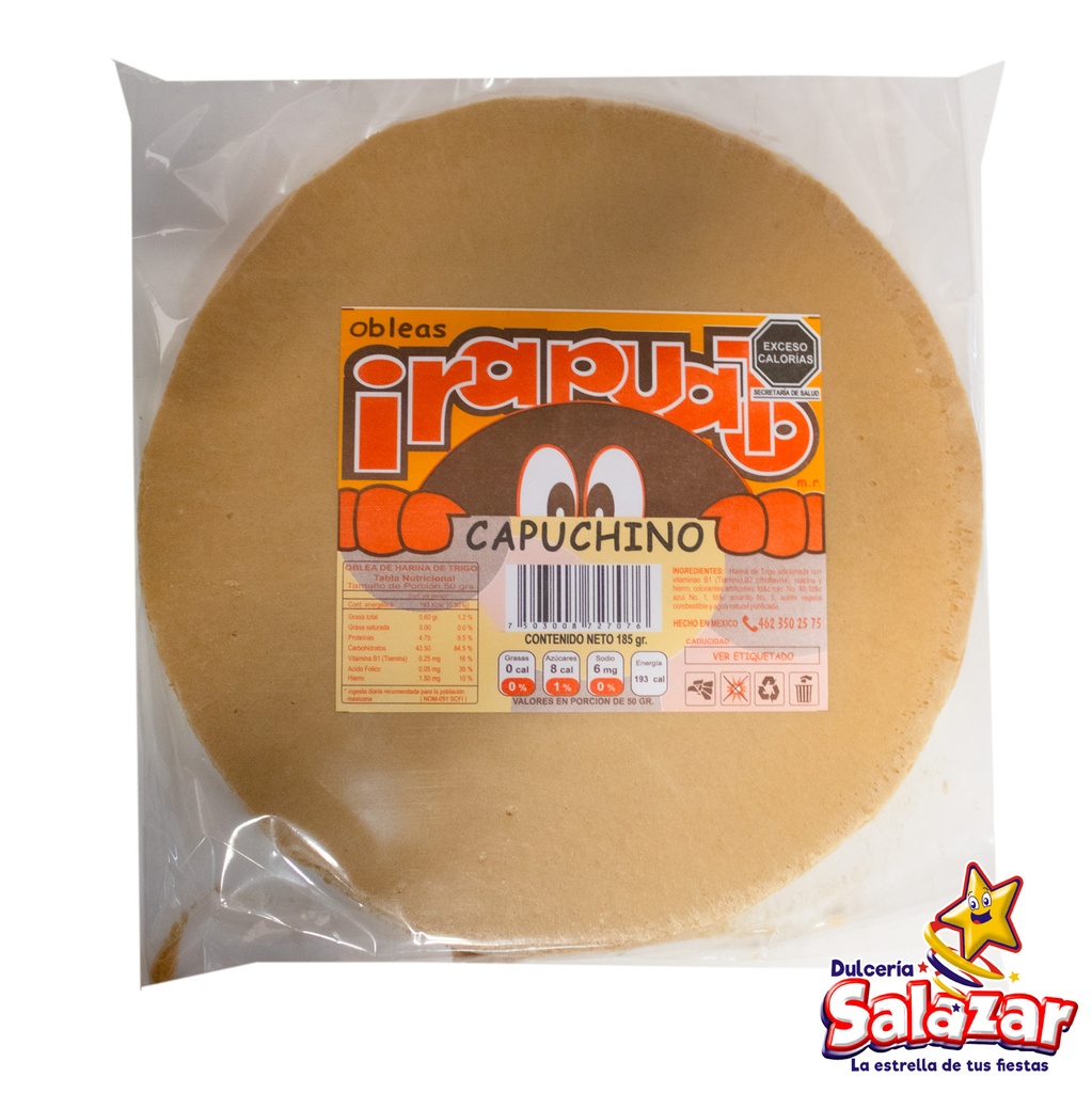 [OIR0021] OBLEA JUMBO CAPUCHINO IRAPUATO -B.220GR-"C/30/1"