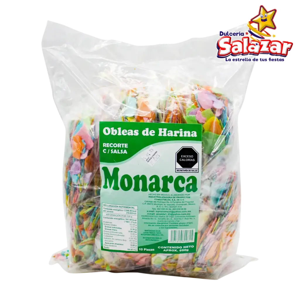 OBLEA RECORTE MONARCA VERDE C/SALSA -B.650G- "B/4/10"
