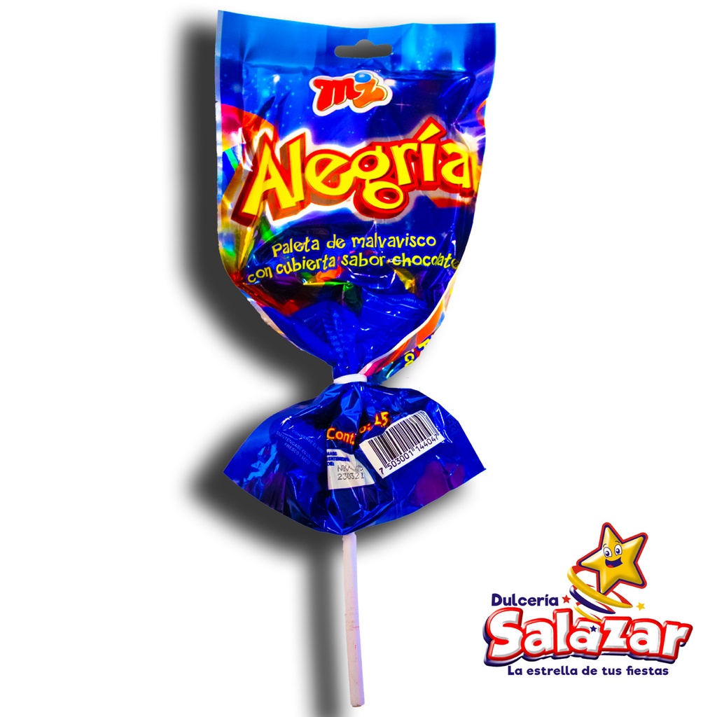 [MZ0003] PALETA ALEGRIA MALVAVISCO C/CHOCOLATE -B.45G- "C/15/1"