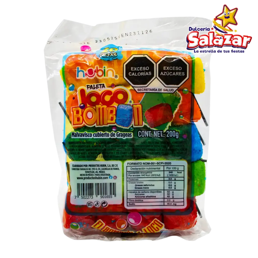 [HUB0059] PALETA BOMBON LOCO MEDIANO HUBIN -B.200GR - "C/40/20"