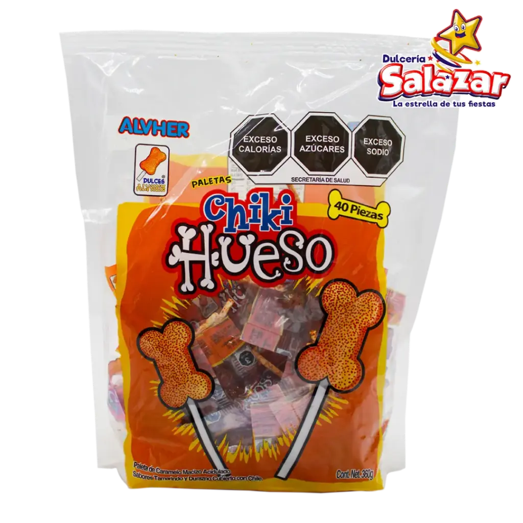 [ALV0006] PALETA CHIKI HUESO CON CHILE ALVRO -B.360G- "C/32/40"