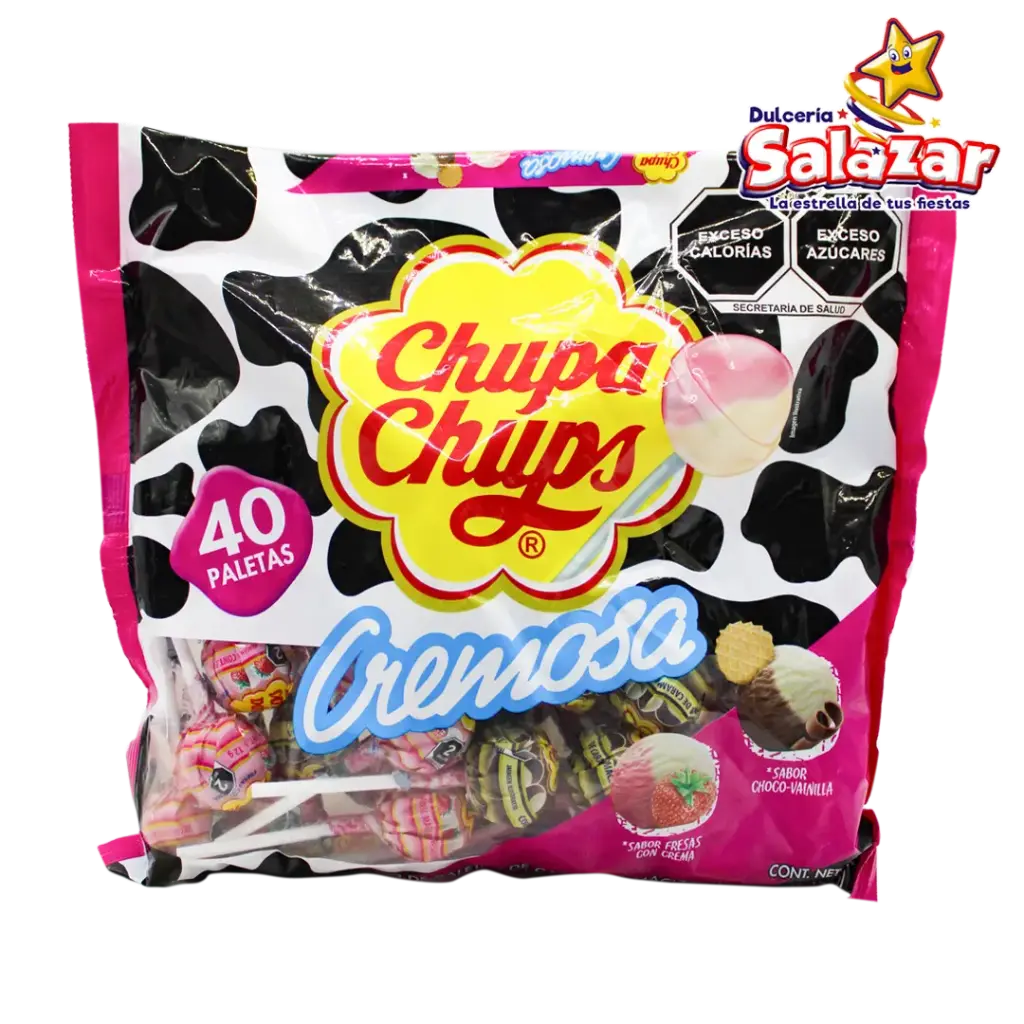 [CHU0005] PALETA CHUPA CHUPS PALETA CREMOSA BOLSA ROSA -B.480G- "C/18/40"