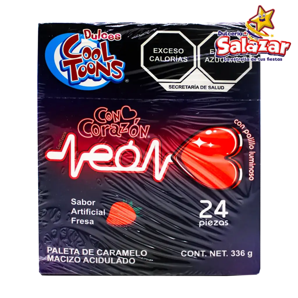 [SWT0003] PALETA CON CORAZON NEON COOL TOONS -D.336G- "C/24/24"