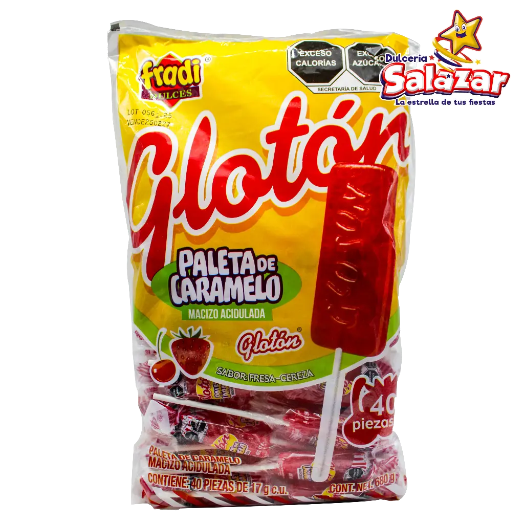 [FRA0001] PALETA GLOTON ROJA Y COLORES  FRADI PALETA -B.680G- "C/20/40"