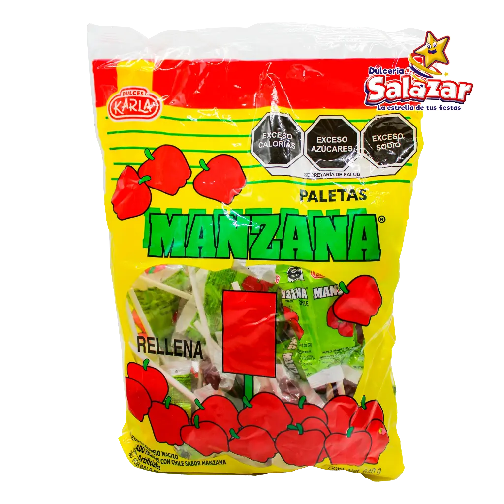 [KAR0011] PALETA MANZANA RELLENA GRANDE KARLA -B.640G- "C/25/20"