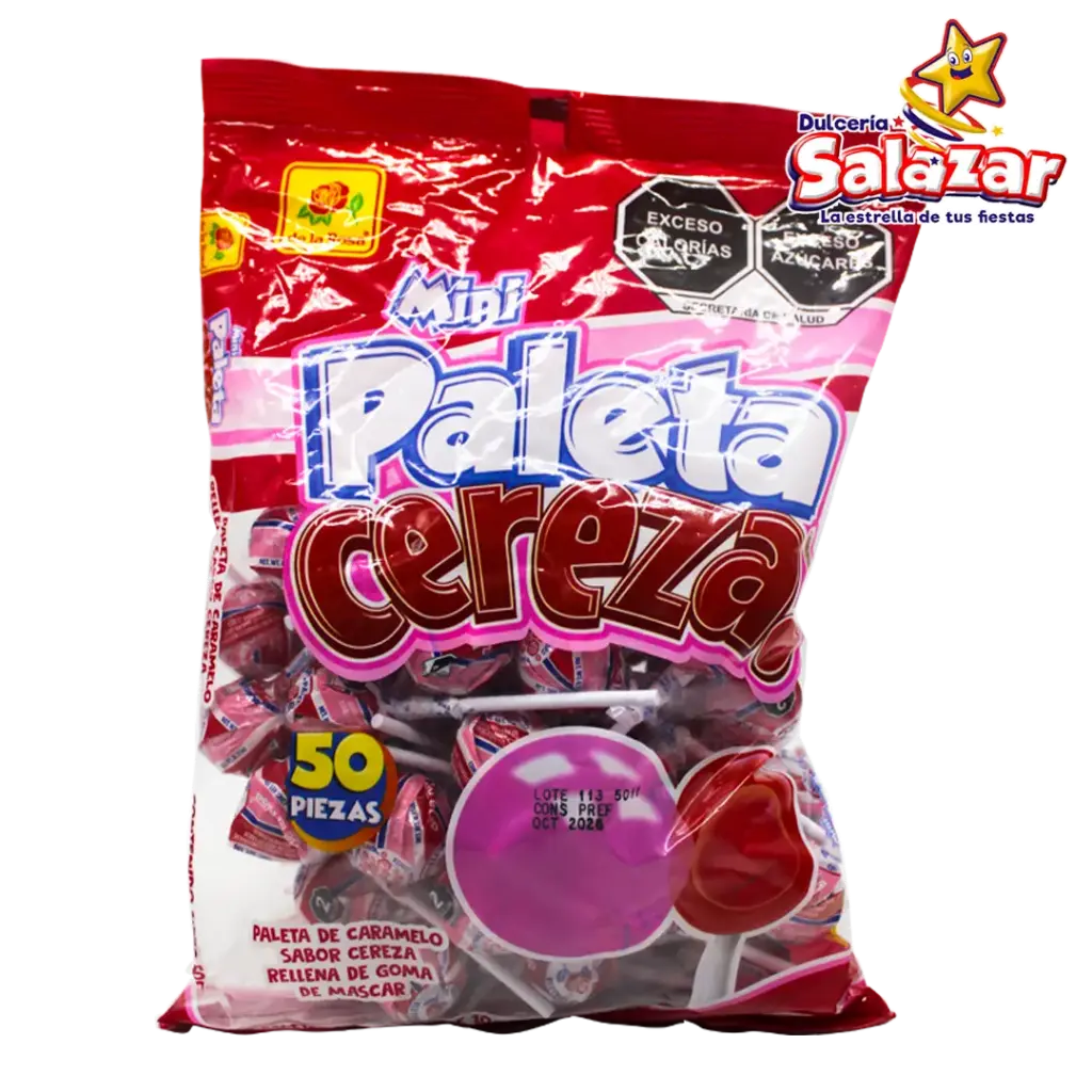 [ROS0066] PALETA MINI JUMBO CEREZA DLR -B.500GR- "C/25/50"