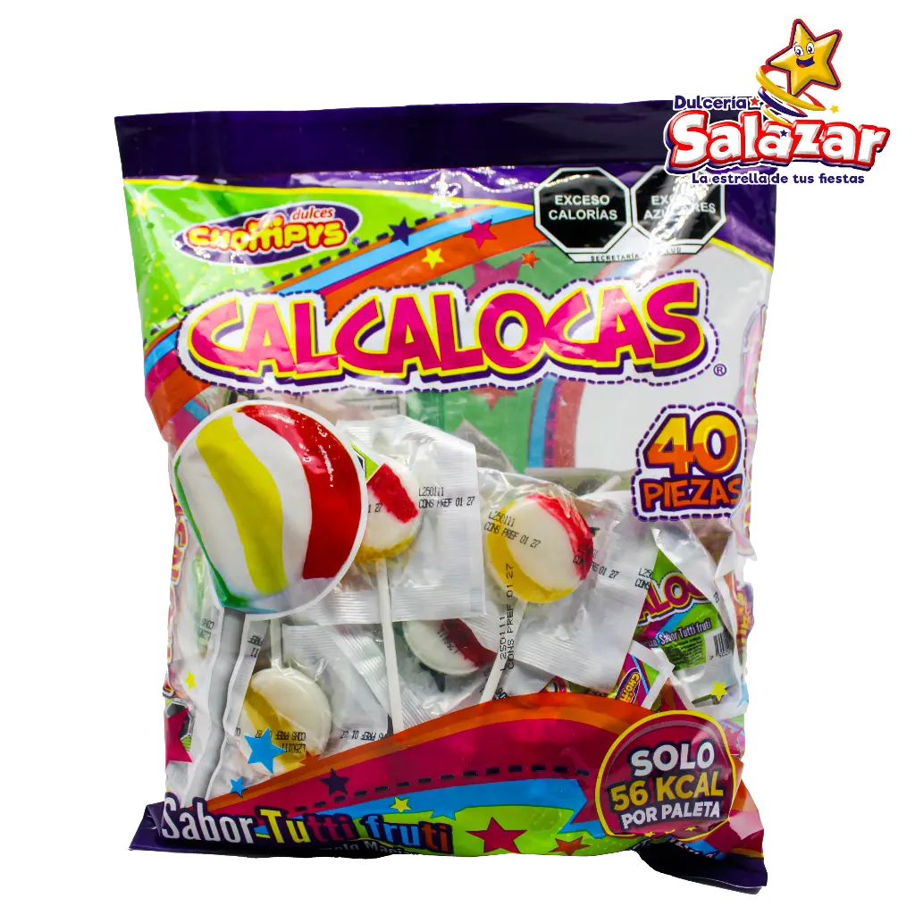 [CHY0074] PALETA PALETA CALCALOCAS TUTTIFRUTI CHOMPYS -B.560G- "C/24/40"