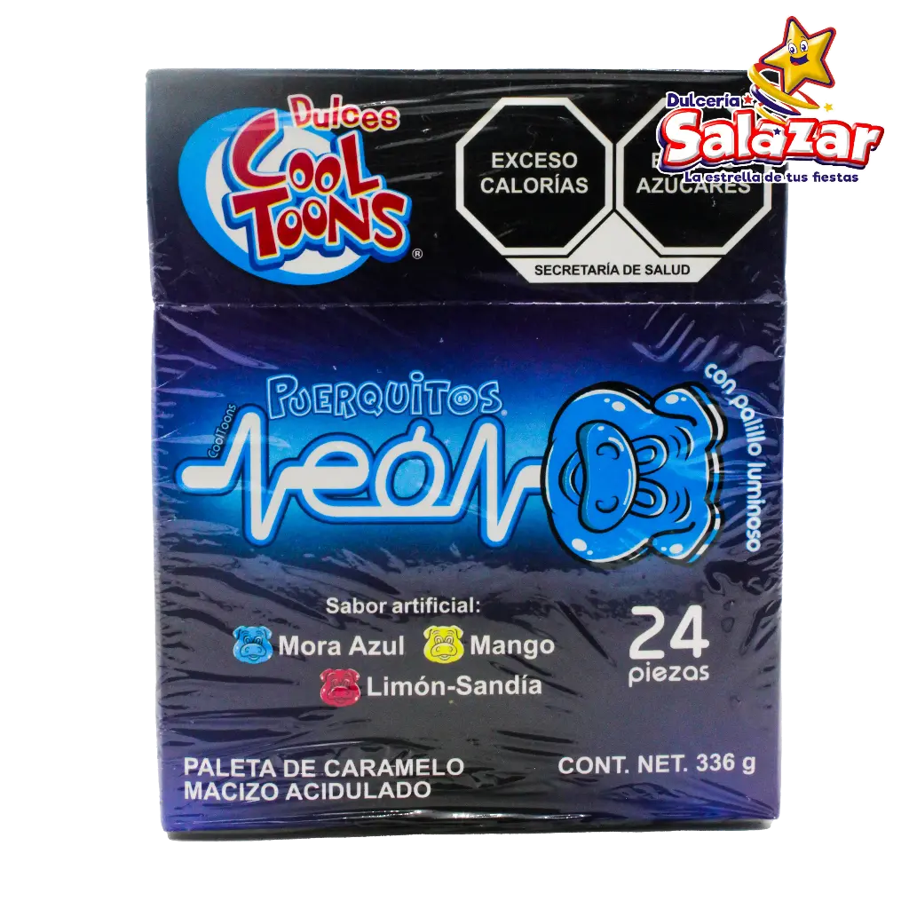 [SWT0002] PALETA PUERQUITOS NEON COOL TOONS -D.336G- "C/24/24"