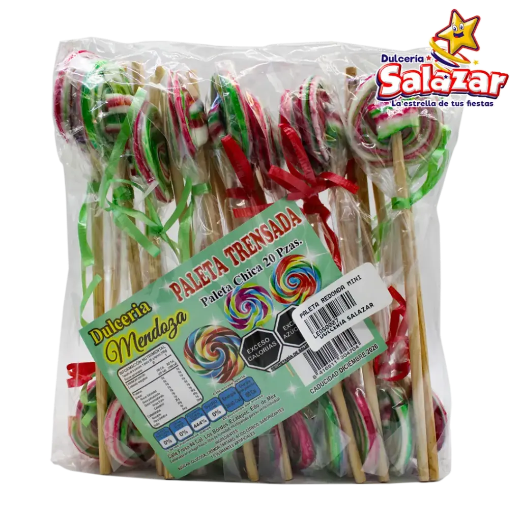 [LEOS0007] PALETA REDONDA MINI COLORES LEOS -B.20P- "C/20/20"