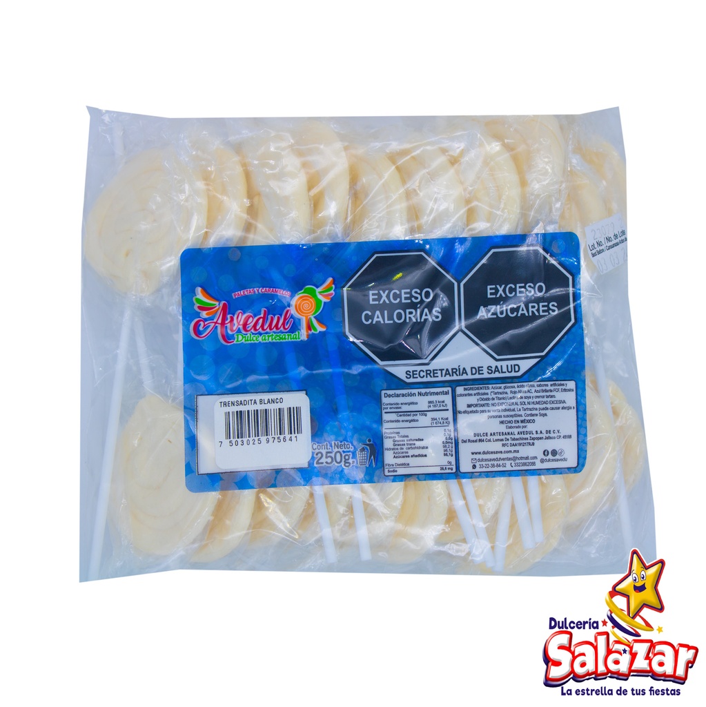 [MRC0047] PALETA TRENZADITA BLANCO AVEDUL -B.250G- "C/24/20"