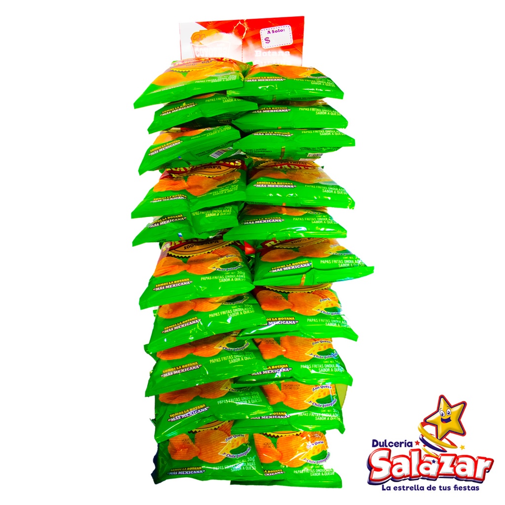 [COY0035] PAPA RAYADITAS QUESO JALAPEÑO 30G COYOTES -T.600G- "C/4/20"