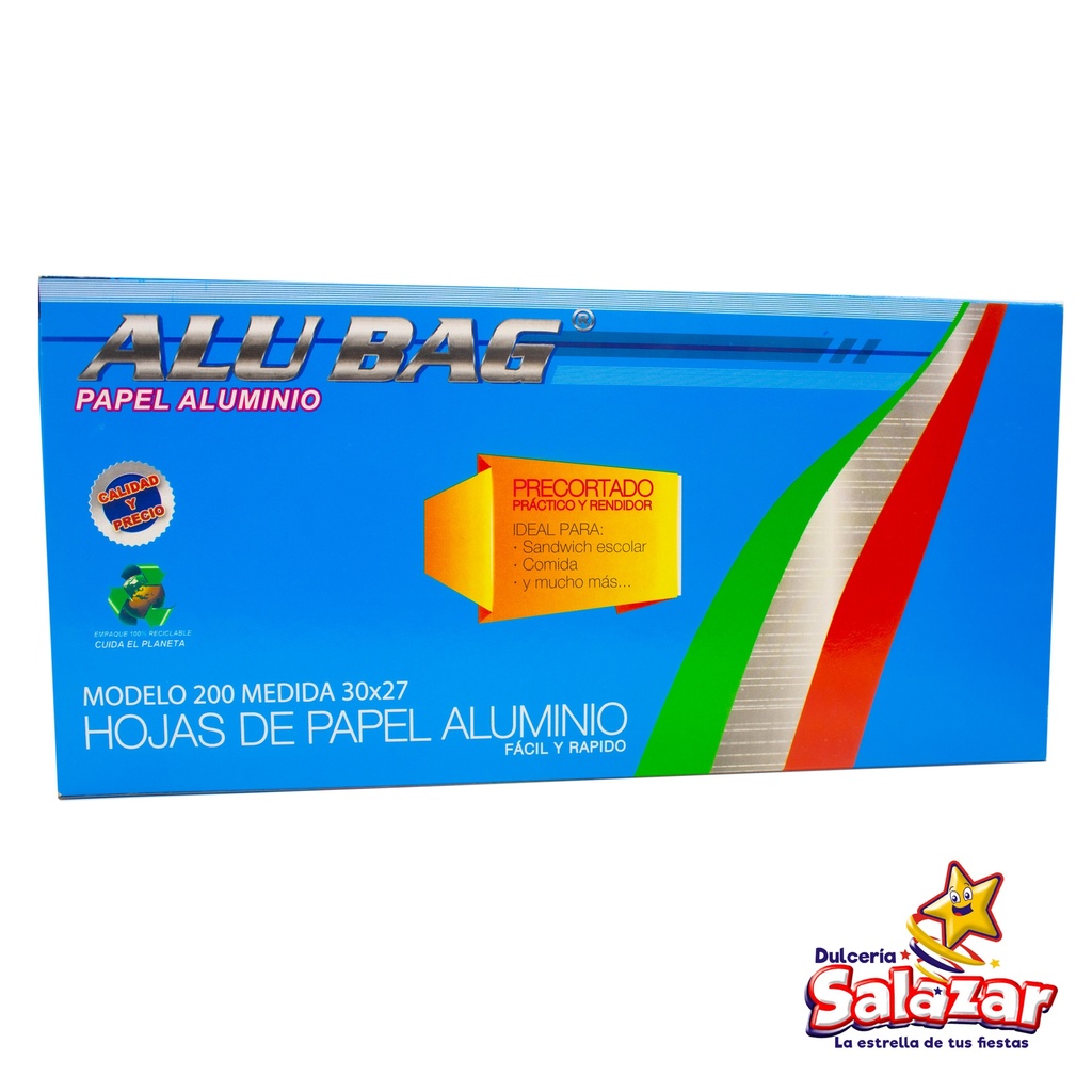 [ALUBAG0005] PAPEL ALUMINIO ALUBAG EN HOJAS MOD. 200 -E.175PZA- "C/8/1"