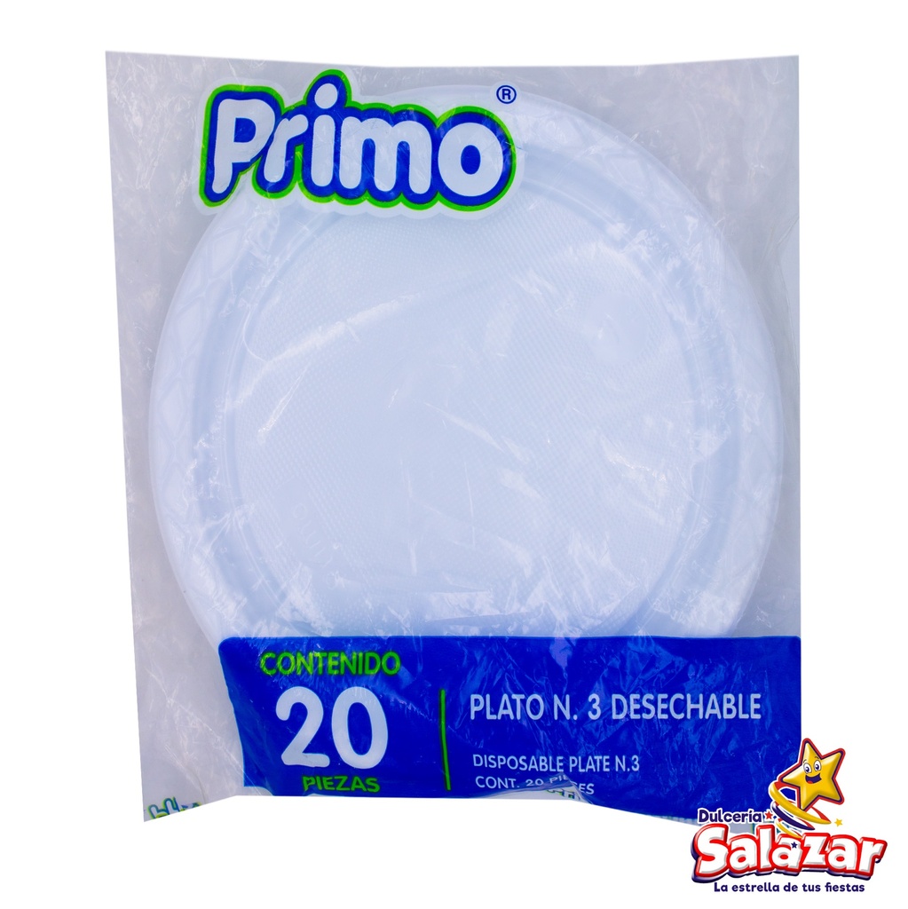 PLATO #3 LISO PRIMO PLA03A3 -B.20PZA- "C/50/20"