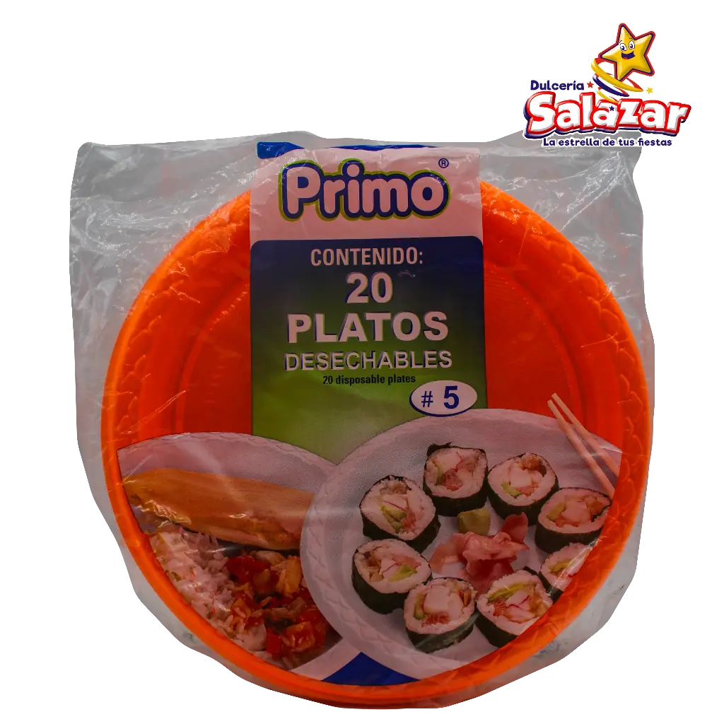 [PRI0020] PLATO #5 NARANJA NEON PRIMO -B.20PZA- "C/25/20"