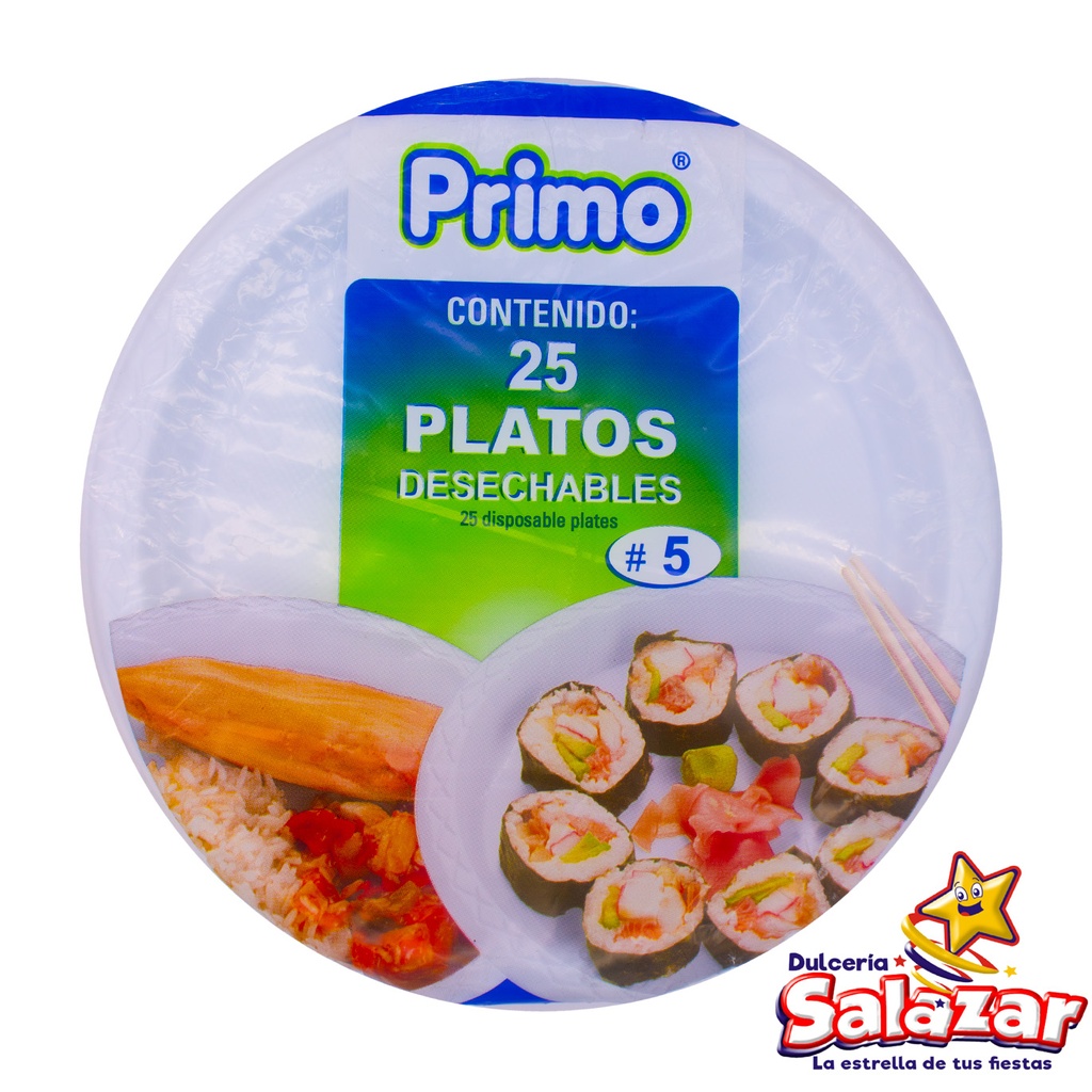 PLATO PLASTICO #5  PRIMO LISO -B.25PZA- "C/20/25"
