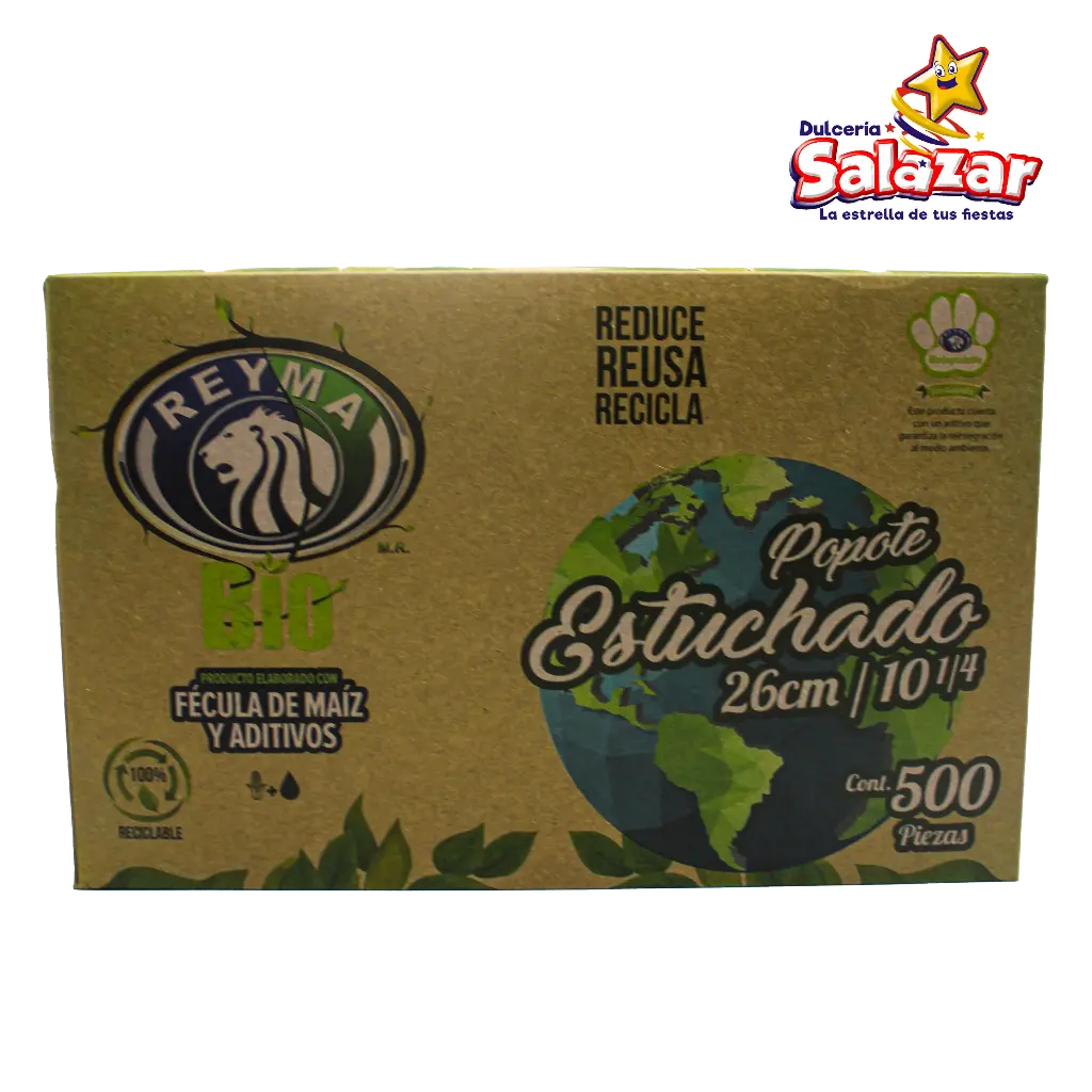 [REYM0397] POPOTE BIODEGRADABLE CAJA ESTUCHADO 26 CM POCES26BIO -B.500PZ- "C/4/500"