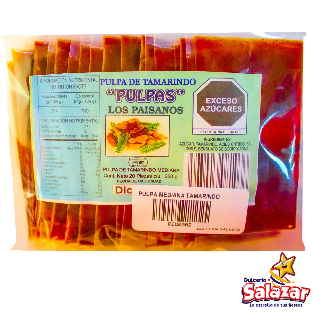 PULPA TAMARINDO MEDIANA  LOS PAISANOS -B.250G- "C/30/20"